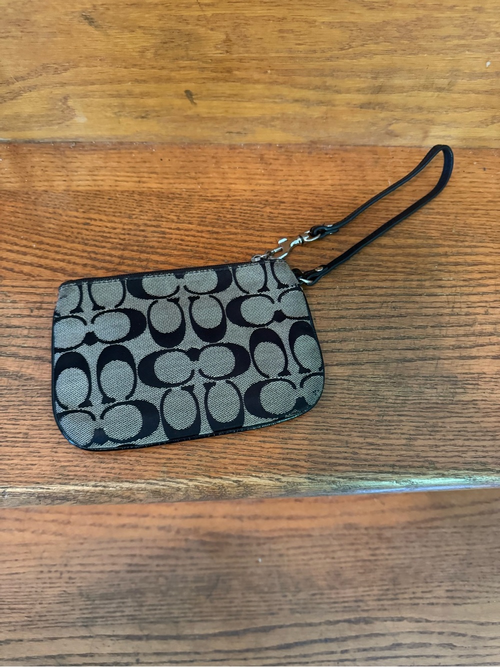 Coach Black and Khaki Signature Wristlet - Picture 2 of 4
